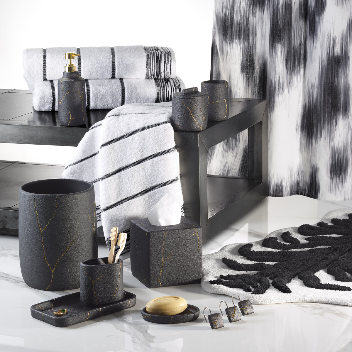 NM Sydney Bath Black Shower Curtain Hook